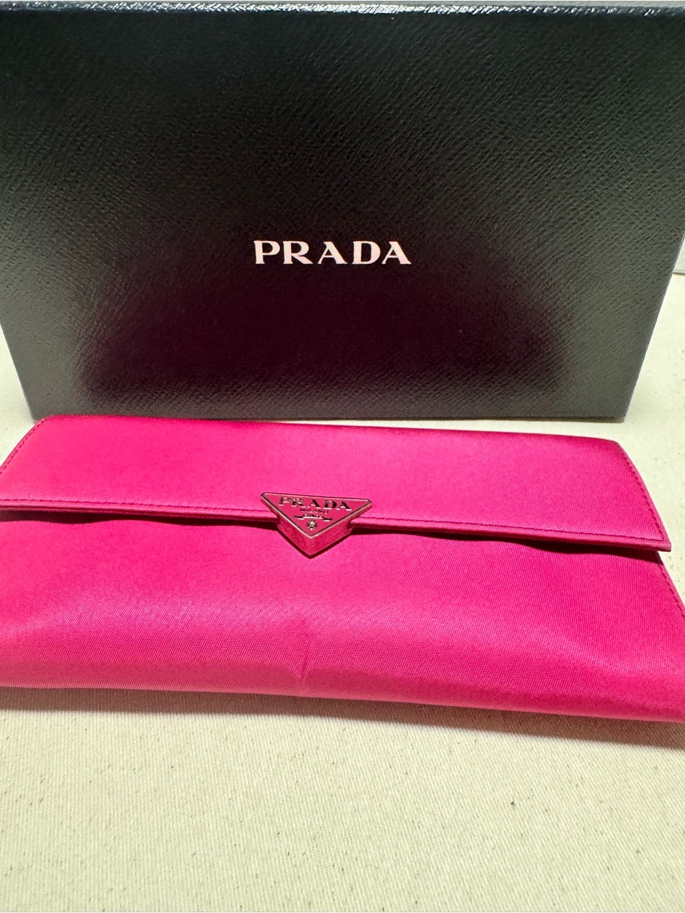Prada Hot Pink Satin Envelope Clutch